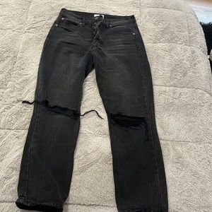 Pistola Denim Black Straight Leg Ripped Jeans - Size 28